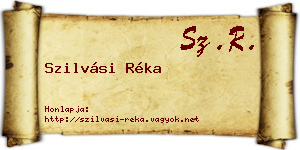 Szilvási Réka névjegykártya